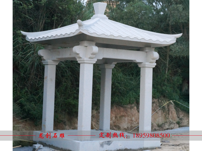 四角石雕凉亭