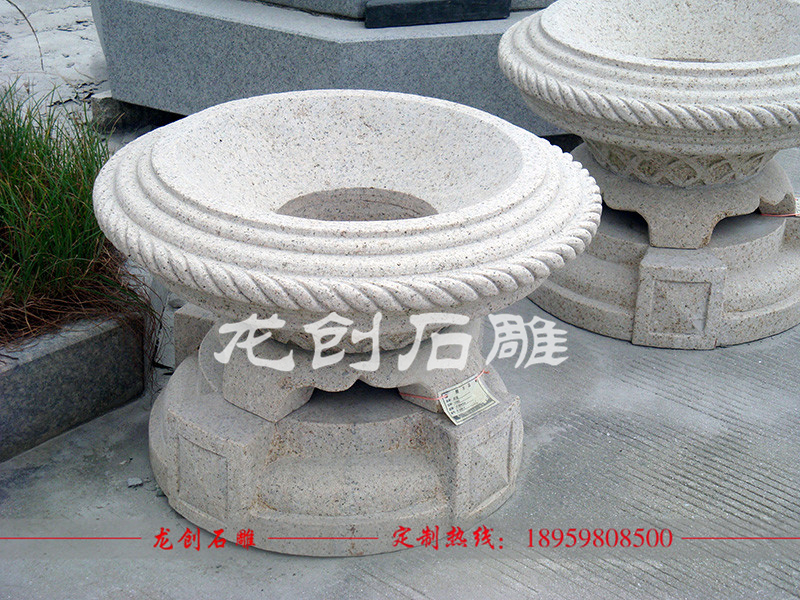 仿古石雕花盆图片